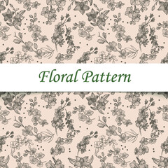 Line art flower seamless floral pattern background elegant texture