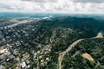 Aerial photography of Portland, Oregon.