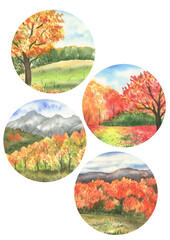 Autumn landscapes set