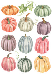 Set of pastel pumpkins