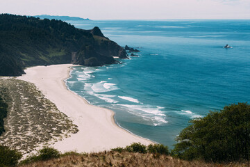 A view of a bay on the Pacific Coast in Oregon.