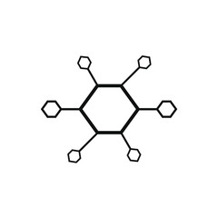 Fototapeta premium The hexagon with the line attached is connected to the small hexagon