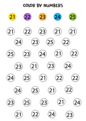 Color numbers according to the example. Math game for children.