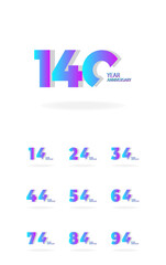 Year Anniversary Set Elegant Vector Template Design Illustration