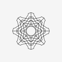 Star ornament ilustration,Vector Mandala pattern black white