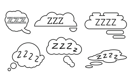 Set Hand Draws Collection Doodle Different Black Zzz Sleep Vector Design Style Cartoon Icons Sketch Night Dream