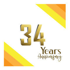 34 th anniversary event party. Vector illustration. numbers template for Celebrating.