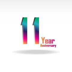 11th anniversary event party. Vector illustration. numbers template for Celebrating.