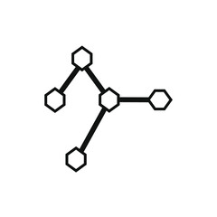 vector set of small hexagons connected by lines