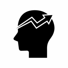 head and arrow up icon isolated on white background. icon vector.