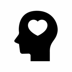 head and heart icon isolateed on white background. icon vector.