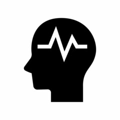 head and heartbeat icon isolated on white background. icon vector.