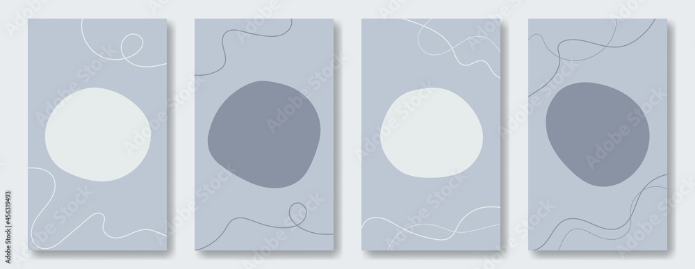 Poster set of abstract vertical template for social media posting with place for text. spots and lines in a