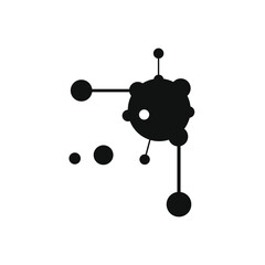 small circles connected by a line to a hollow circle