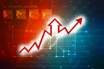 3d rendering business graph and documents. Stock market chart. Business graph background, Financial Background	