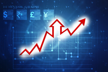 3d rendering business graph and documents. Stock market chart. Business graph background, Financial Background	