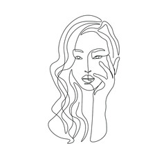 Surreal Faces Continuous line, drawing of set faces and hairstyle, fashion concept, woman beauty minimalist, vector illustration pretty sexy. Contemporary portrait