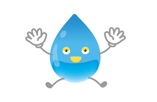 recommend clip art: かわいい水のキャラクターのベクターイラスト（元気なポーズ）
