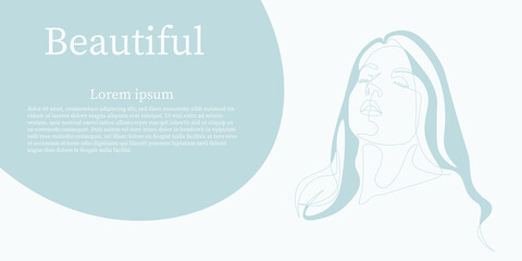 Surreal Faces Continuous line, drawing of set faces and hairstyle, fashion concept, woman beauty minimalist, vector illustration pretty sexy. Contemporary portrait