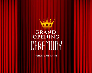 grand opening ceremony background with red curtains