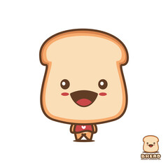 cute bread mascot, food cartoon illustration