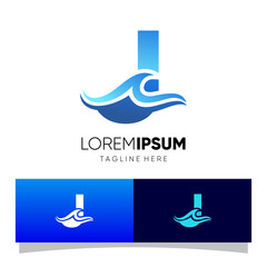 Letter J Water Wave Logo Design Vector Icon Graphic Emblem Illustration