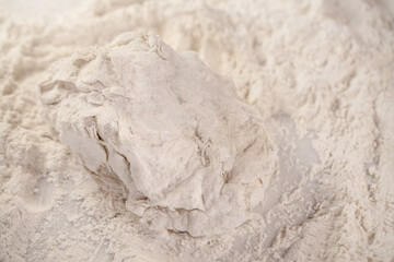 Wheat dough in the kitchen close