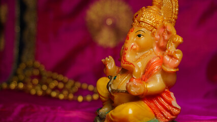 Lord Ganesha idol in Mumbai, Ganpati festival celebration, ganesh chaturthi in india.