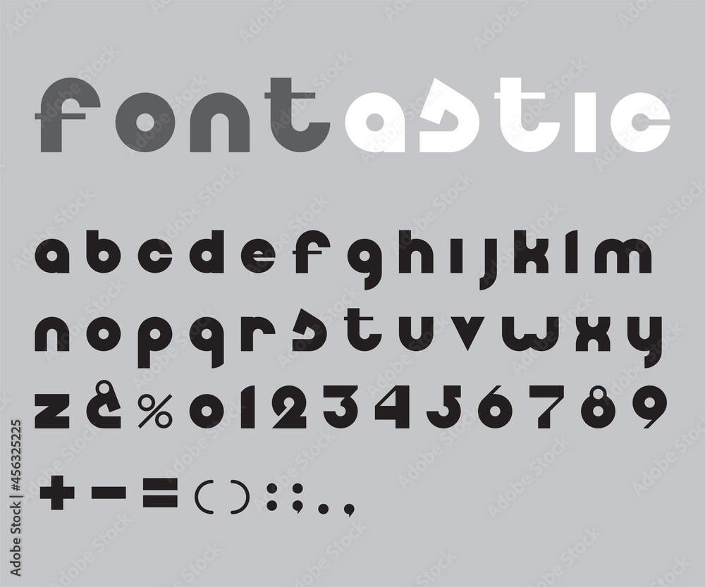 Fototapete vector font. grayscale collection of letters, numbers and punctuation marks