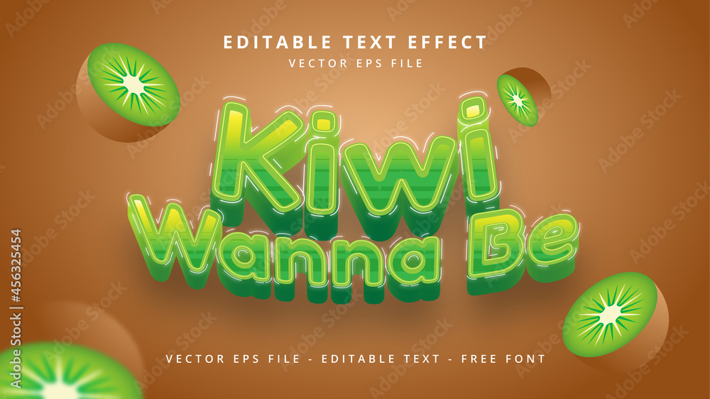 Aufkleber kiwi fruit editable 3d vector text style effect. editable illustrator text style.