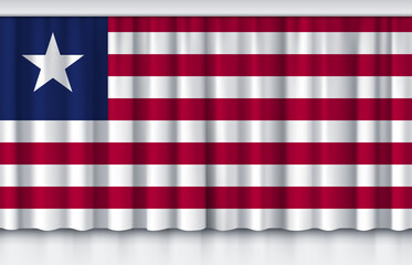 Flag of Liberia on silk curtain, stage performance event ceremony show illustration