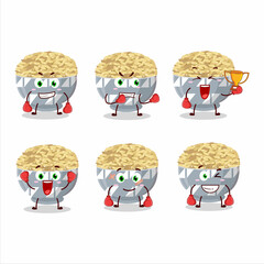 A sporty parboied long grain rice boxing athlete cartoon mascot design