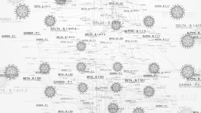 Virus variants outbreak covid-19 viral cell mutation Delta, Gamma