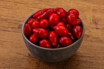 Sweet and ripe cornel berries