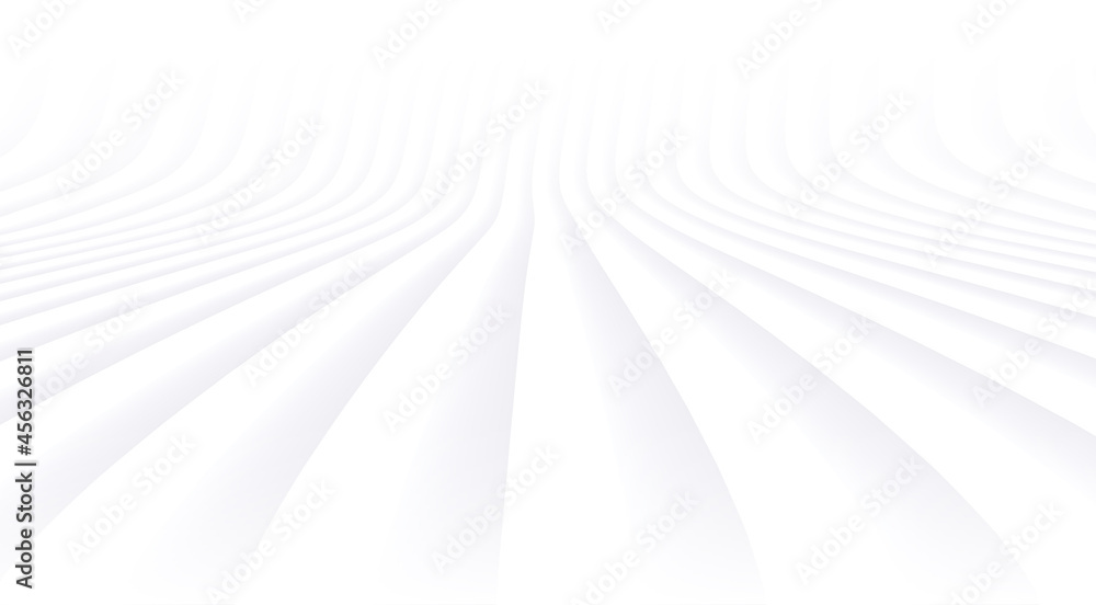 Poster Abstract white background with 3D lines pattern,  minimal white gray striped vector background illustration for business presentation, neumorphism design.
