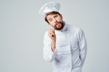 bearded man chef restaurant provision of services isolated background