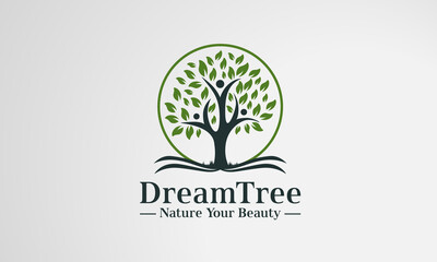 Nature Dream trees vector illustration logo design