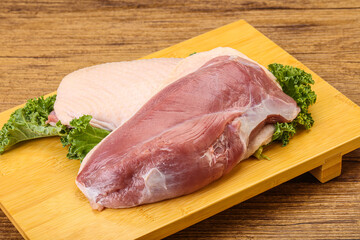 Raw duck breast for cooking