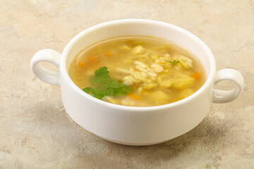 Tasty chicken soup with carrot