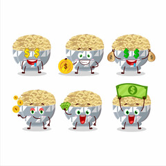 Parboied long grain rice cartoon character with cute emoticon bring money
