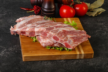 Raw pork ribs for cooking
