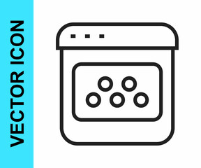 Black line Taxi mobile app icon isolated on white background. Mobile application taxi. Vector