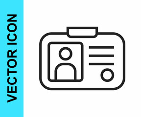 Black line Taxi driver license icon isolated on white background. Vector