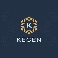 Premium monogram letter K initials logo. Universal symbol icon design. Luxury abc leaf logotype.