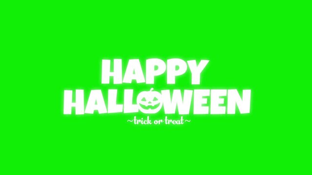 Happy Halloween text 4K animation (chroma key background for transparent use)