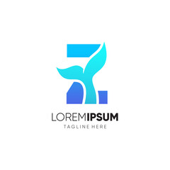 Letter Z Whale Tail Logo Design Vector Icon Graphic Emblem Illustration
