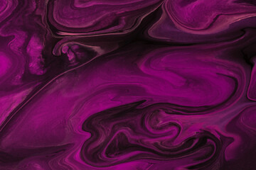 Abstract fluid art background dark purple and black colors. Liquid marble. Acrylic painting with wine gradient.