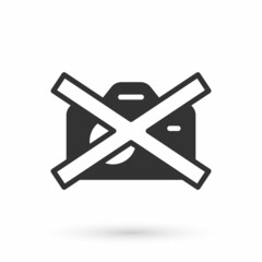 Grey Prohibition sign no video recording icon isolated on white background. Vector
