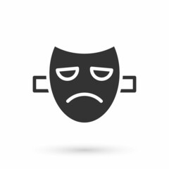 Grey Drama theatrical mask icon isolated on white background. Vector