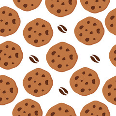 Seamless pattern with cookies and coffee beans. Can be used for wallpaper, pattern fills, web page background, surface textures